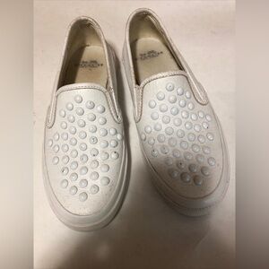 coach New York shoes white Leather Studded Authentic